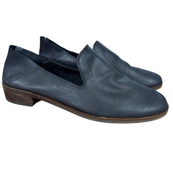 Lucky Brand Cahill Women Black Leather Slip On Loafers Flats Shoes Round Toe 7.5 - Picture 1 of 16